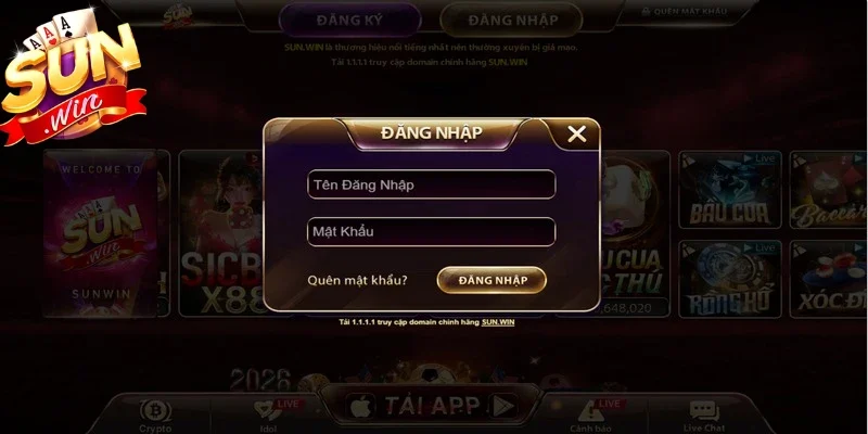 Hệ thống yêu cầu người dùng điền tên đăng nhập và mật khẩu cá nhân